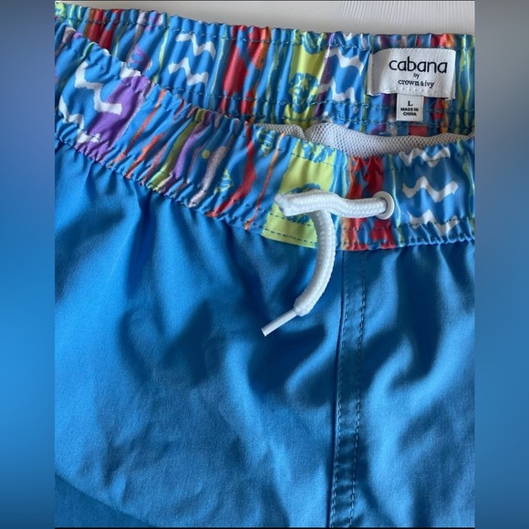 Cabana by Crown & Ivy Youth Large Swim Shorts Blue Drawstring - Picture 3 of 8